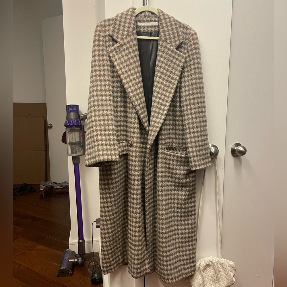Houndstooth Wool Coat